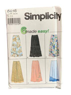 Simplicity 8416 Skirt Misses Sewing Pattern Size 6-8-10 Uncut 1990s